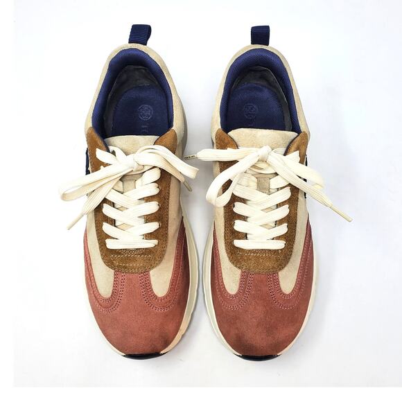 Tory Burch Good Luck Trainer Nat Suede Sneakers Navy Pink Moon 85463 Size 9.5 - Picture 2 of 9